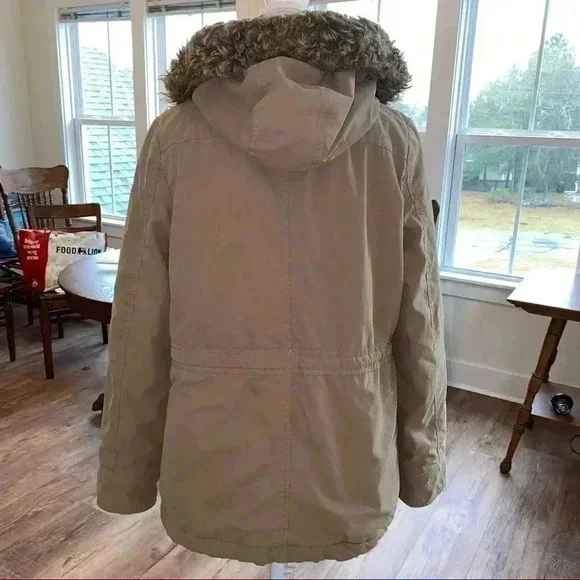 Old Navy Hooded Cargo Coat Size M Warm Zipper & Buttons & Lined 🧥❤️ - Picture 13 of 15